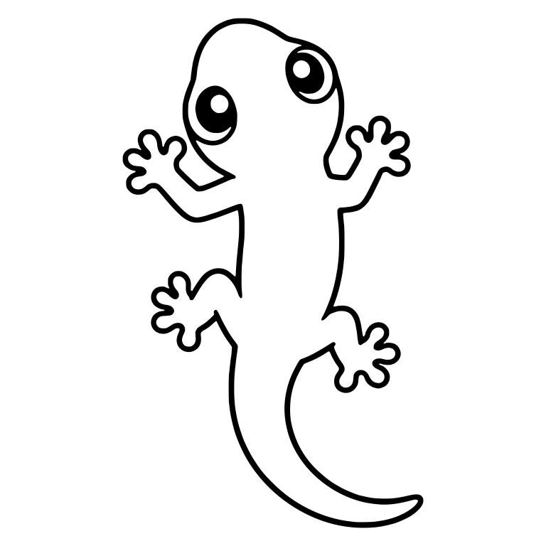 Simple Gecko Climbing Up with Hands Raised and Curved Tail — free animal SVG cut file