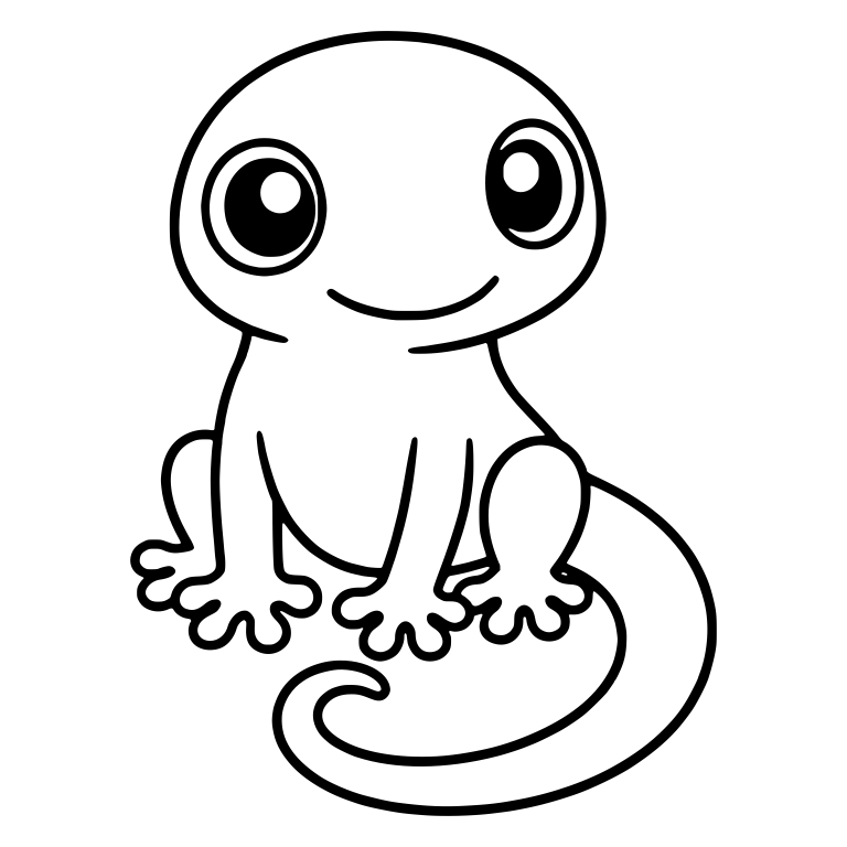 Sitting Gecko with Big Eyes and Long Looping Tail — free animal SVG cut file