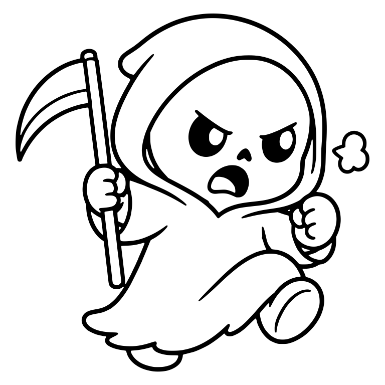 Angry Reaper Running With Scythe and Puff Cloud — free characters SVG cut file