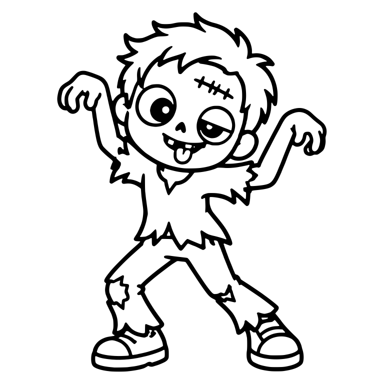 Zombie Boy With Stitched Forehead And Raised Arms — free fantasy-creature SVG cut file