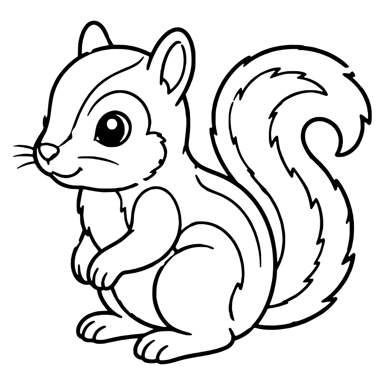 Sitting Squirrel in Side View with Big Curled Tail — free animal SVG cut file