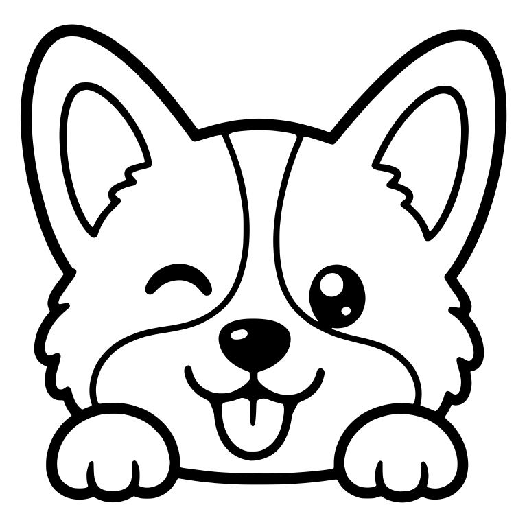 Winking Peeking Corgi Puppy With Tongue Out — free animal SVG cut file