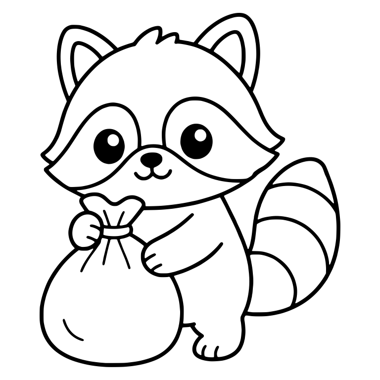 Raccoon Holding a Tied Trash Bag — free animal SVG cut file