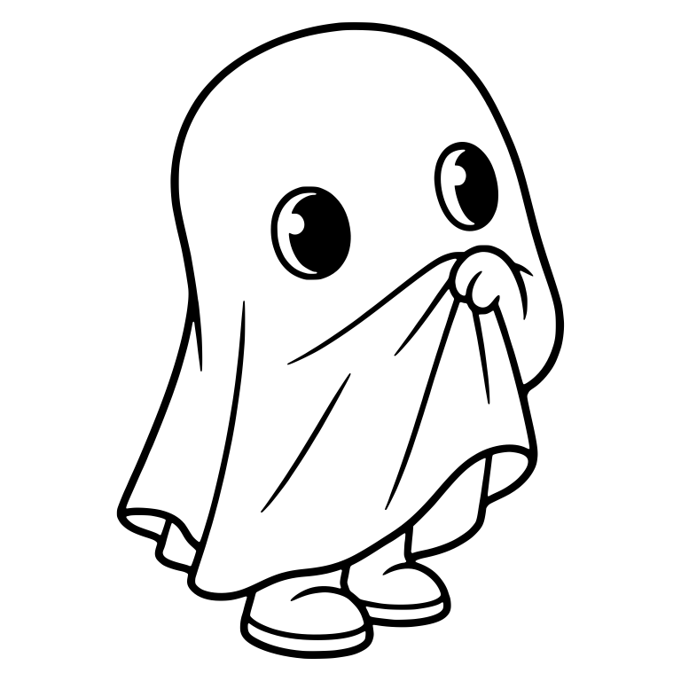 Shy Sheet Ghost Hiding Behind Raised Sheet Corner — free fantasy-creature SVG cut file