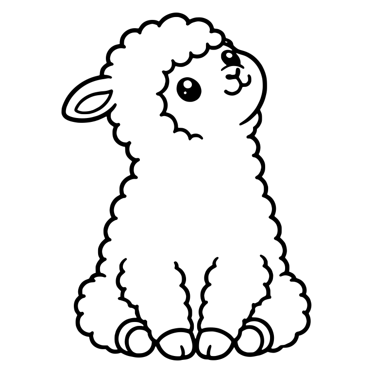 Kawaii Alpaca Cria Sitting and Looking Up — free animal SVG cut file