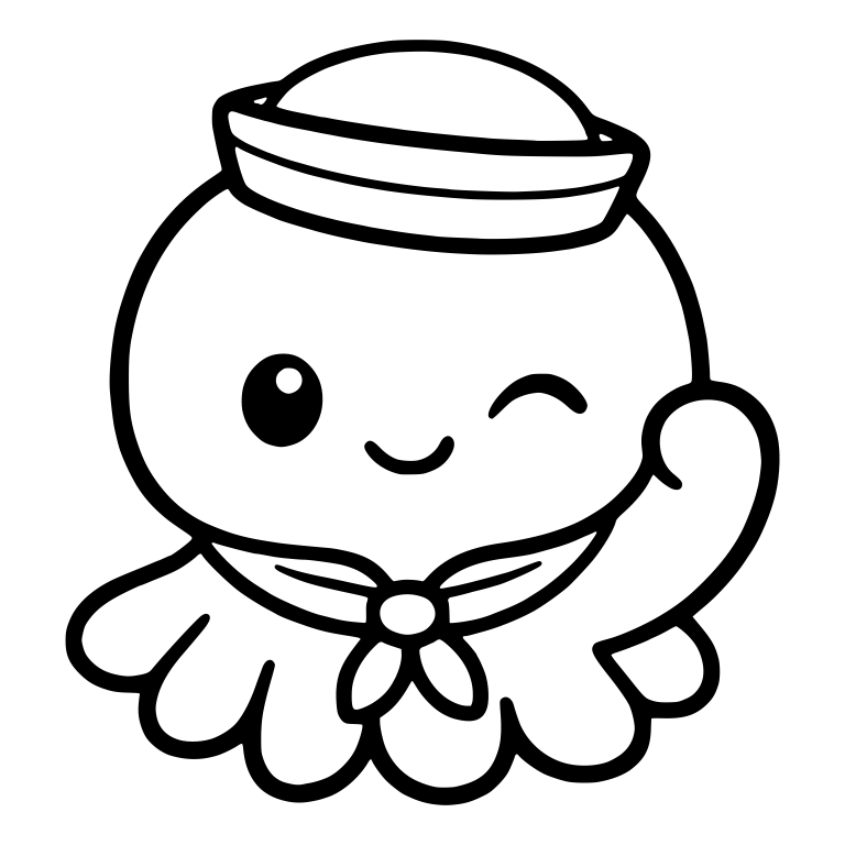Sailor Octopus Waving In Neckerchief — free animal SVG cut file