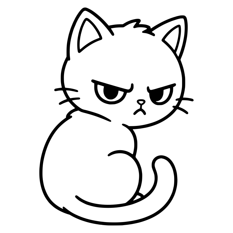 Grumpy Kitten Sitting And Glancing Back — free animal SVG cut file
