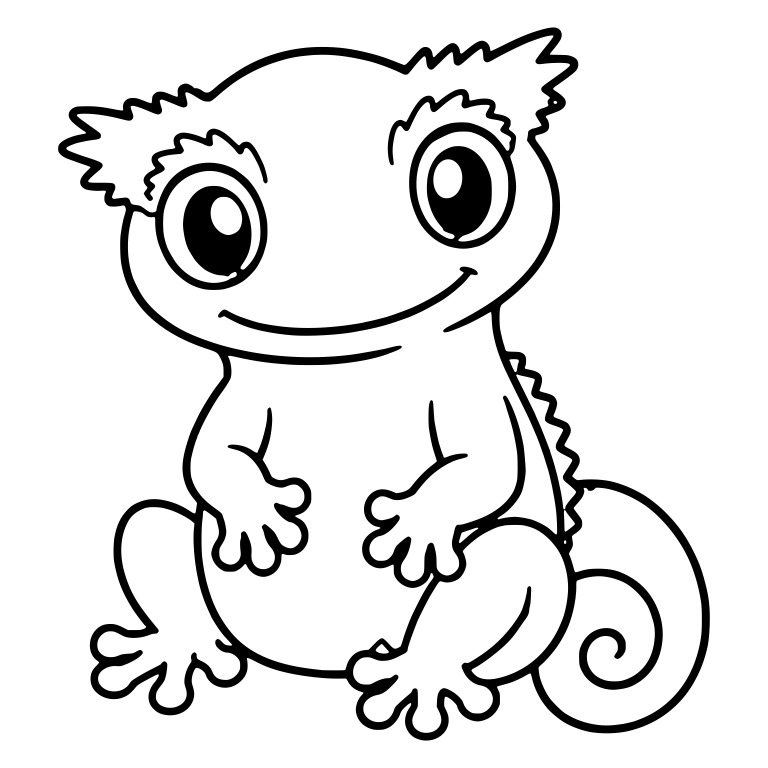 Sitting Crested Gecko With Hands On Belly And Curly Tail — free animal SVG cut file