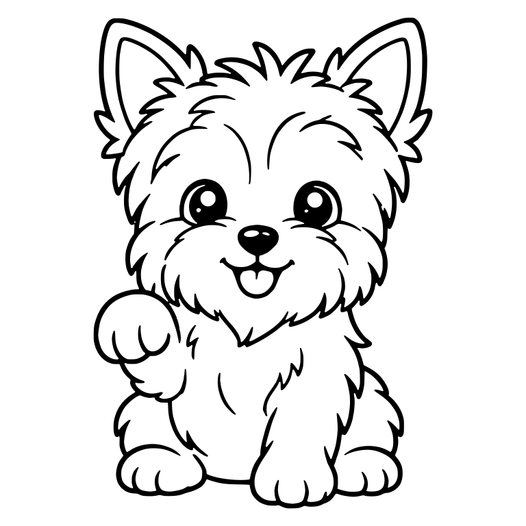 Sitting Yorkie Puppy Waving One Paw — free animal SVG cut file
