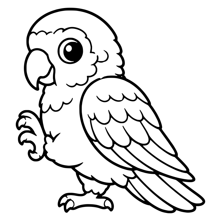 Kawaii Parrot Waving a Raised Claw — free animal SVG cut file