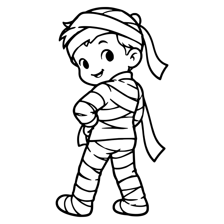 Mummy Boy Glancing Back With Trailing Bandage — free characters SVG