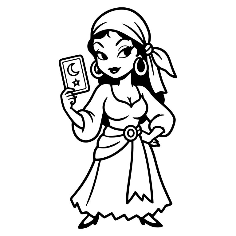 Fortune Teller Holding Up a Tarot Card — free characters SVG cut file