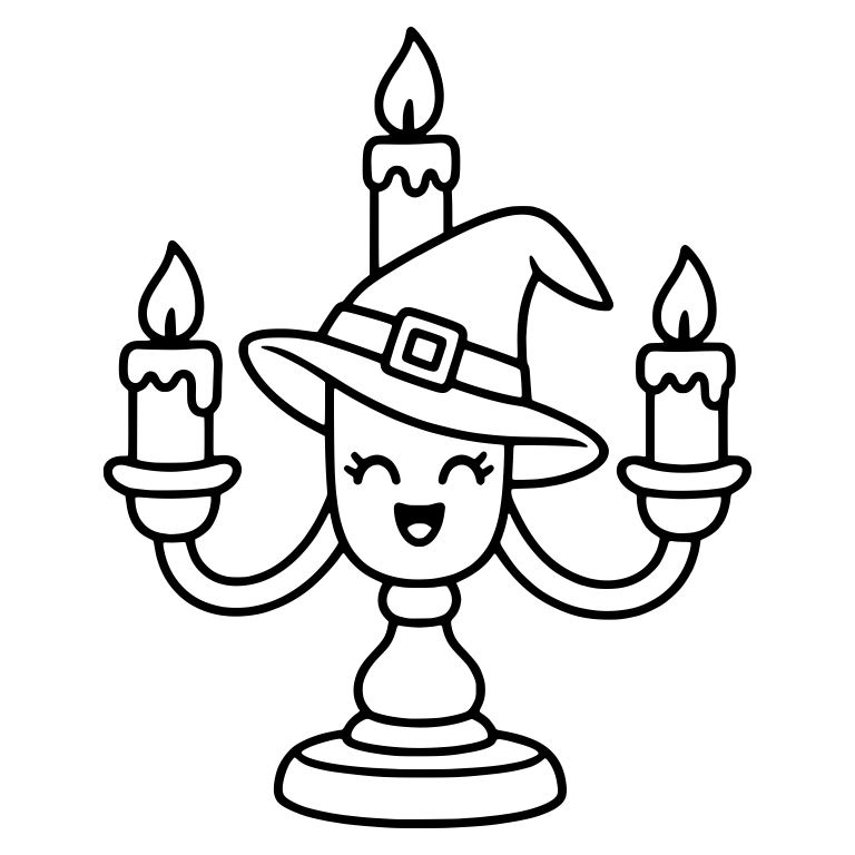 Candelabra Wearing Witch Hat With Smiling Face — free objects SVG cut file