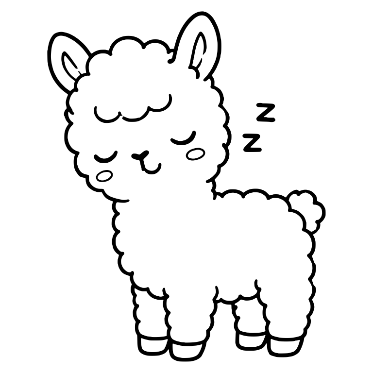 Sleeping Llama Cria With Zzz and Blushing Cheeks — free animal SVG cut file