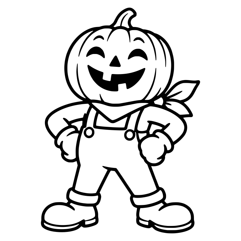 Retro Pumpkin Head With Bandana and Hands on Hips — free characters SVG cut file