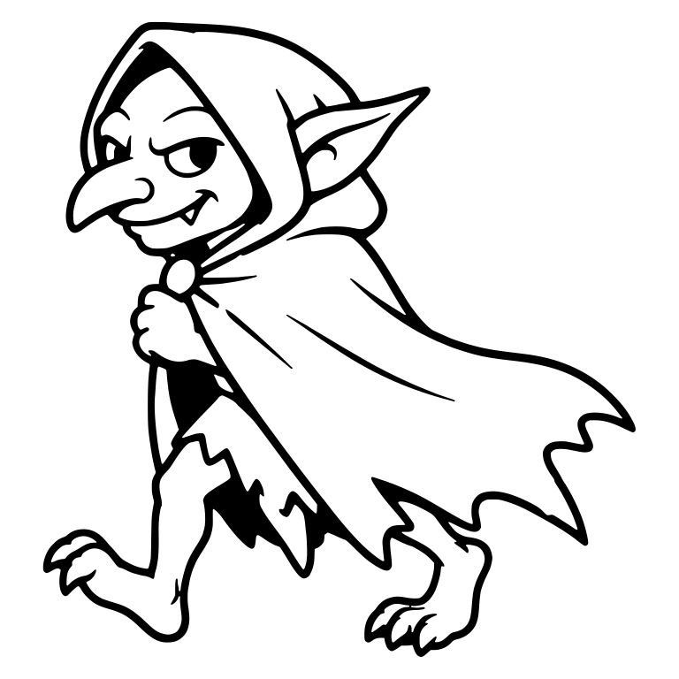 Striding Hooded Goblin With Flowing Cloak — free fantasy-creature SVG cut file