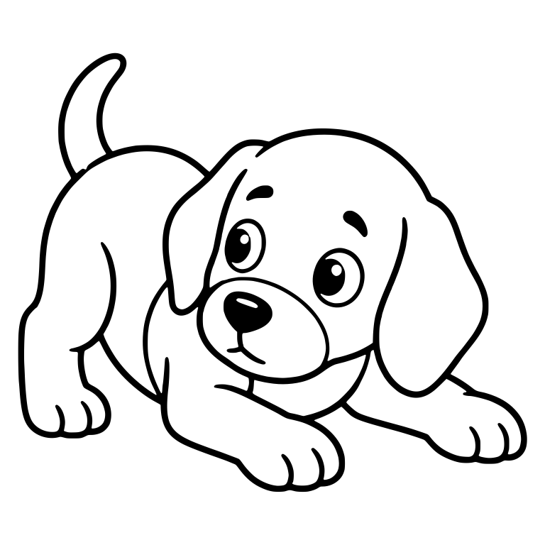 Curious Beagle Puppy Crouching With Sideways Look — free animal SVG cut file