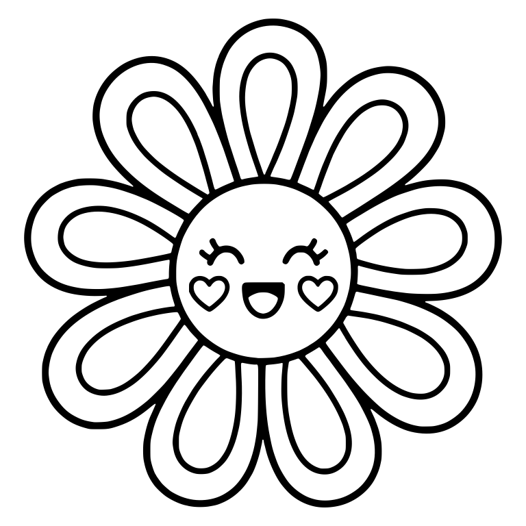 Layered Petal Daisy With Heart Cheeks — free floral SVG cut file