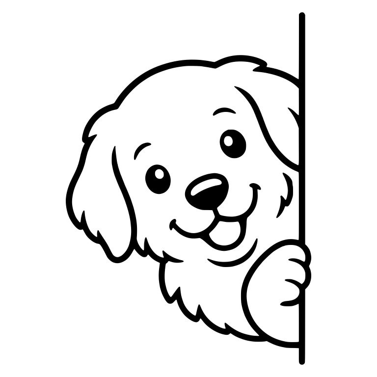 Golden Retriever Puppy Peeking Around Right Corner — free animal SVG cut file