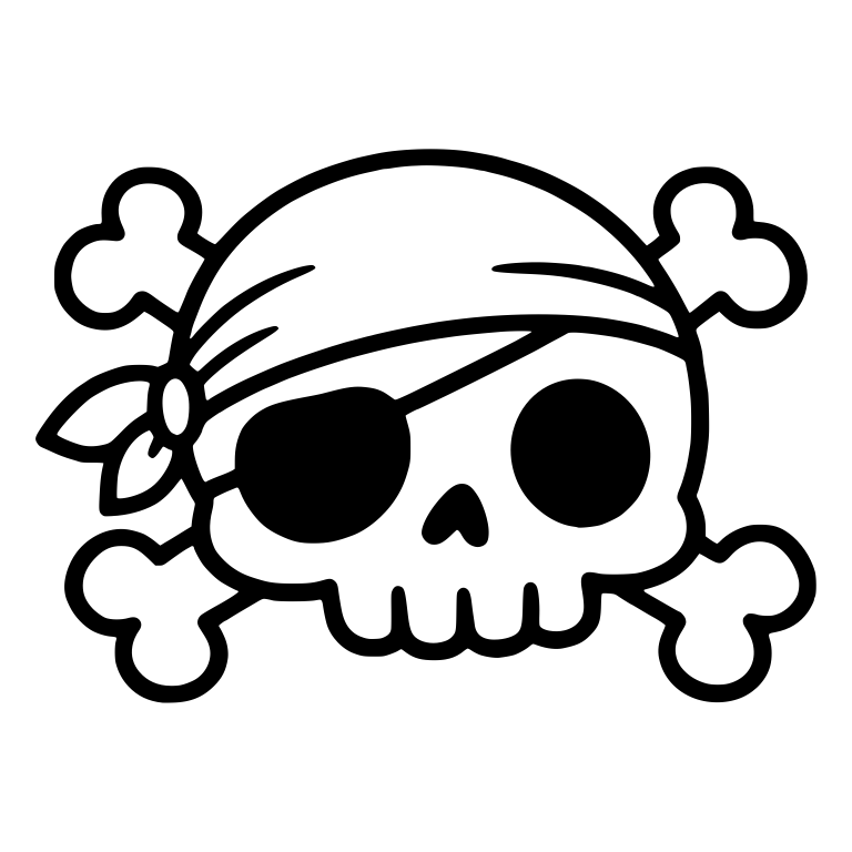 Pirate Skull and Crossbones With Bandana and Eye Patch — free skeleton SVG cut file