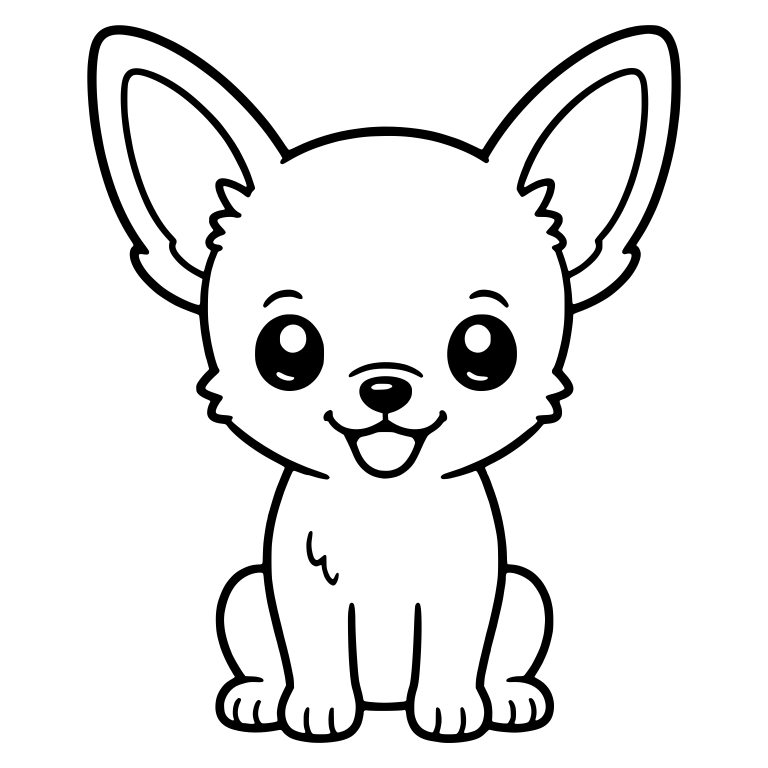 Sitting Chihuahua Puppy With Open Happy Smile and Cheek Fur — free animal SVG cut file
