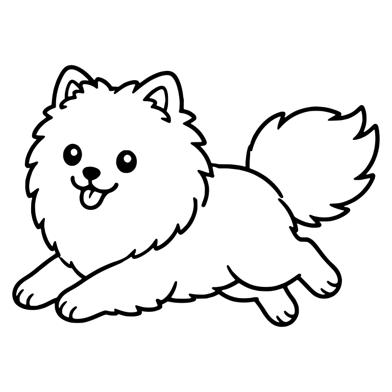 Running Pomeranian in Side View With Fluffy Tail — free animal SVG cut file