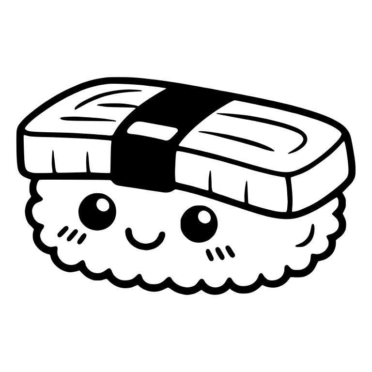 Tamago Nigiri With Wide Nori Band and Blush Marks — free food SVG cut file