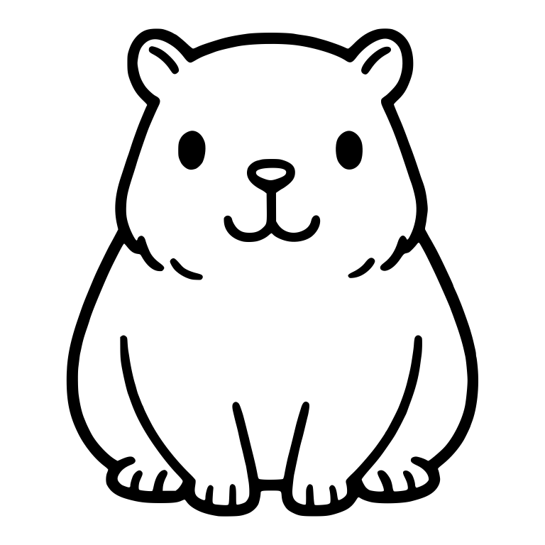 Smiling Capybara Sitting Front View With Chest Fur Marks — free animal SVG cut file