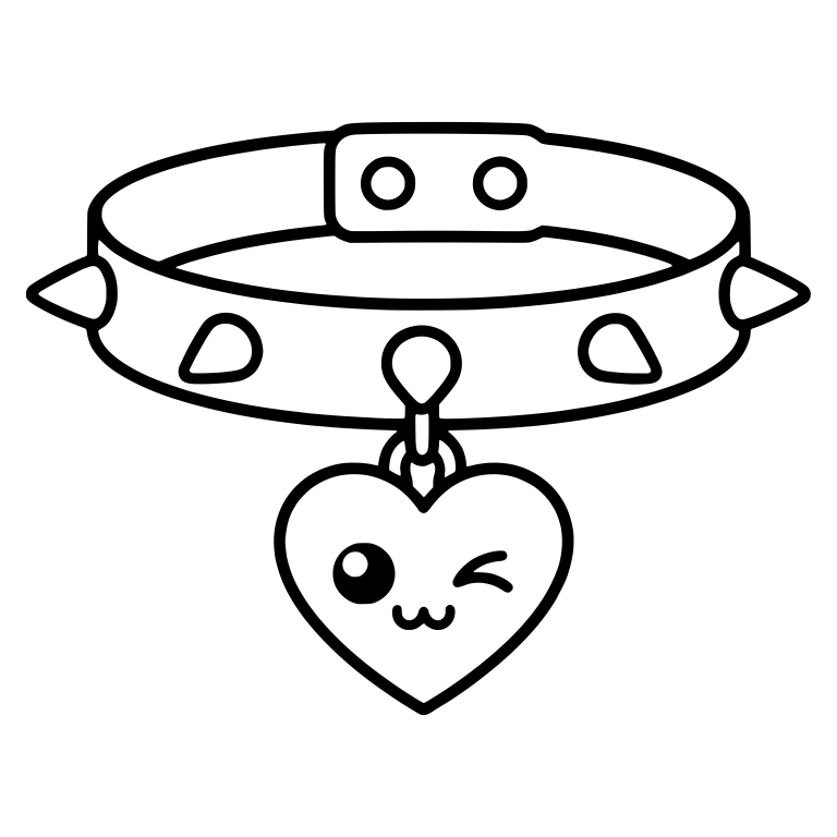 Spiked Buckle Collar with Winking Heart Charm — free objects SVG cut file