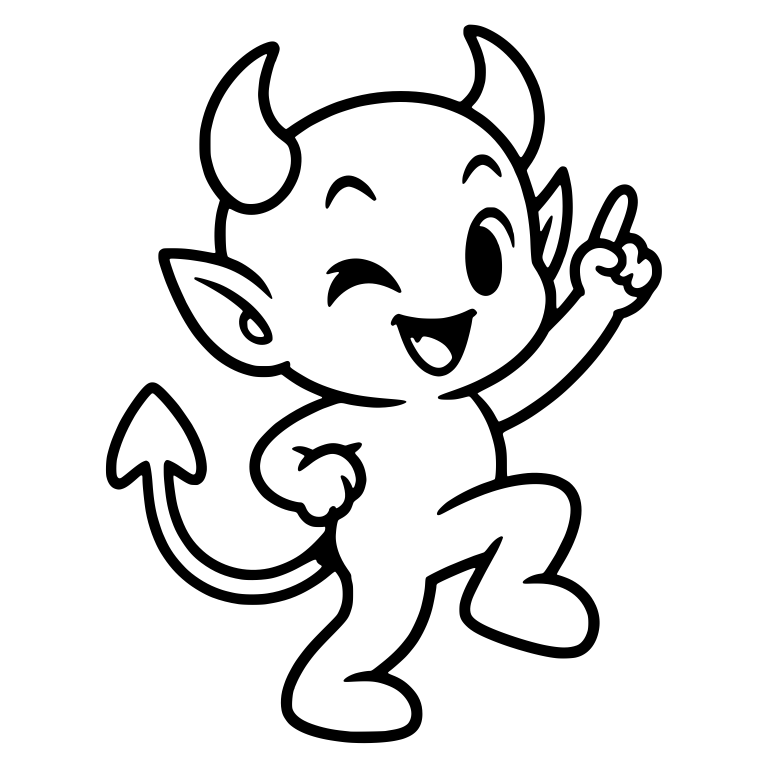 Winking Little Devil Pointing Up With Hand on Hip — free fantasy-creature SVG cut file