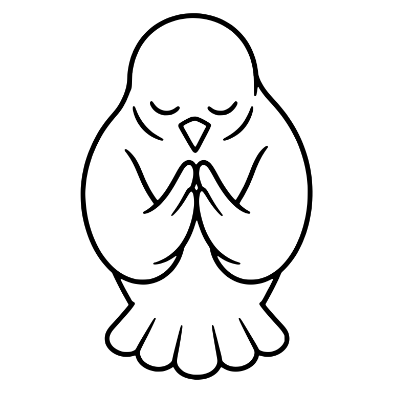 Praying Dove With Folded Wings and Closed Eyes — free animal SVG cut file