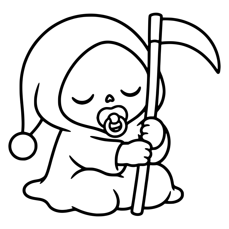 Sleeping Baby Reaper With Pacifier And Pom Hood — free characters SVG cut file