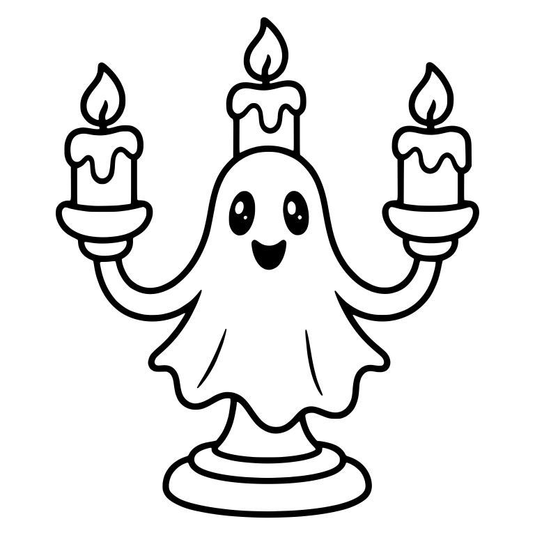 Ghost Candelabra With Wide Wavy Hem — free objects SVG cut file