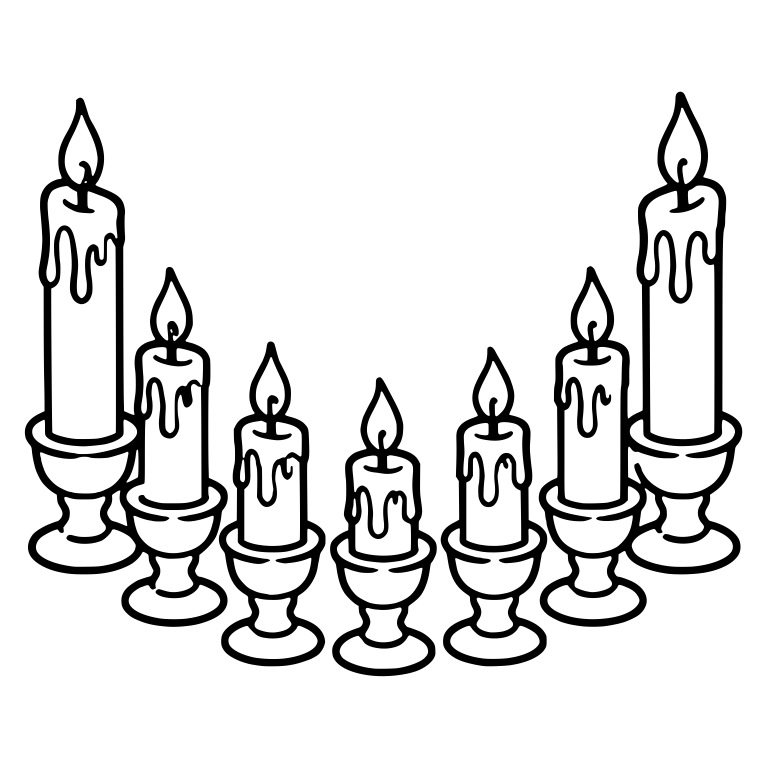 Curved Row of Seven Candles on Pedestal Holders — free objects SVG cut file