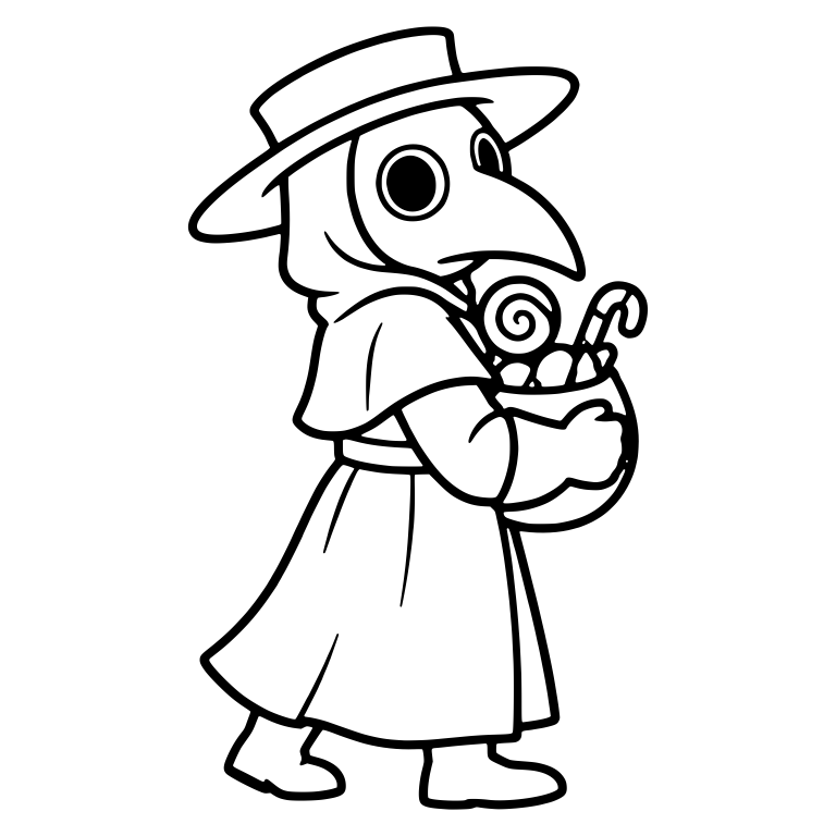 Plague Doctor Carrying Pot of Candy and Lollipops — free characters SVG cut file