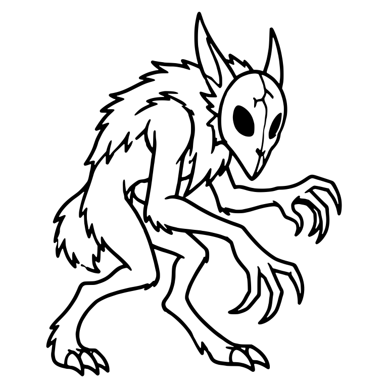 Skull-Masked Beast Stalking With Claws — free fantasy-creature SVG cut file