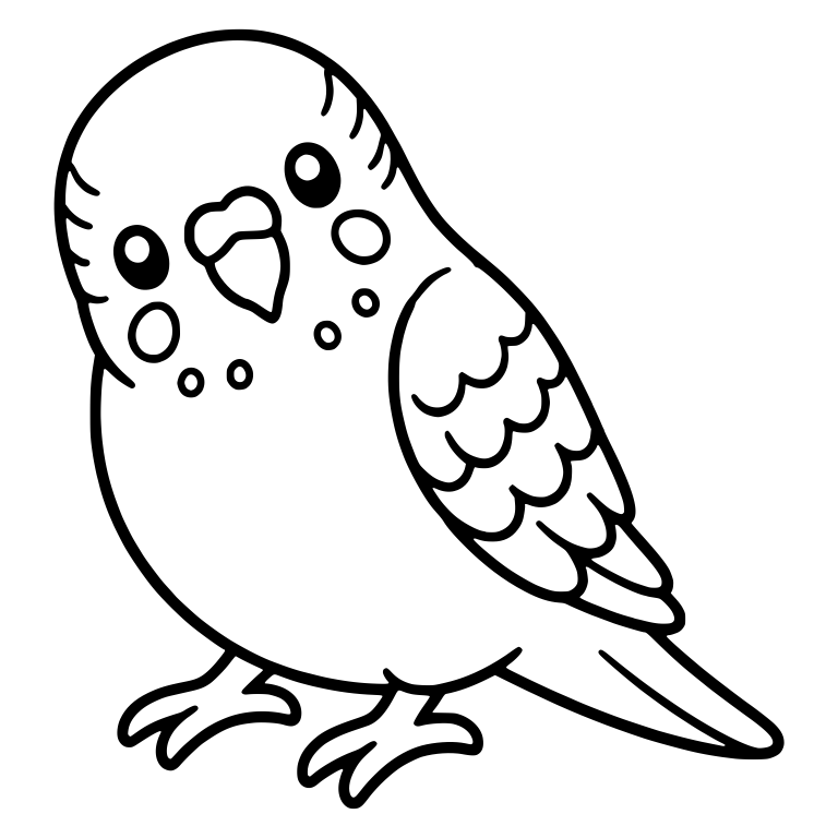 Budgie With Head Tilted and Scalloped Wing Feathers — free animal SVG cut file