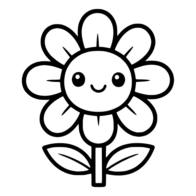 Smiling Flower With Eight Petals and Short Center Lines — free floral SVG cut file
