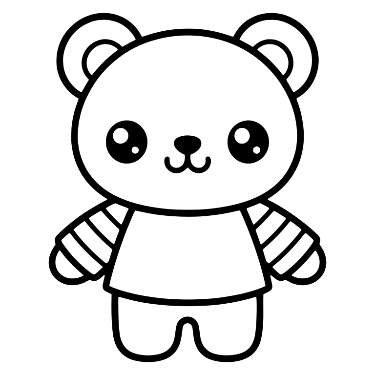 Standing Bear in T-Shirt with Striped Sleeves — free animal SVG cut file