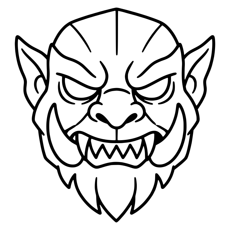 Snarling Orc Face With Curved Tusks and Beard — free fantasy-creature SVG cut file