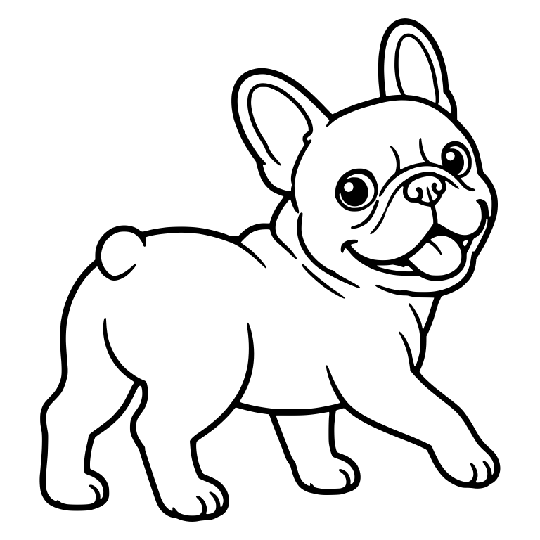 Walking Adult French Bulldog with Open Smile — free animal SVG cut file