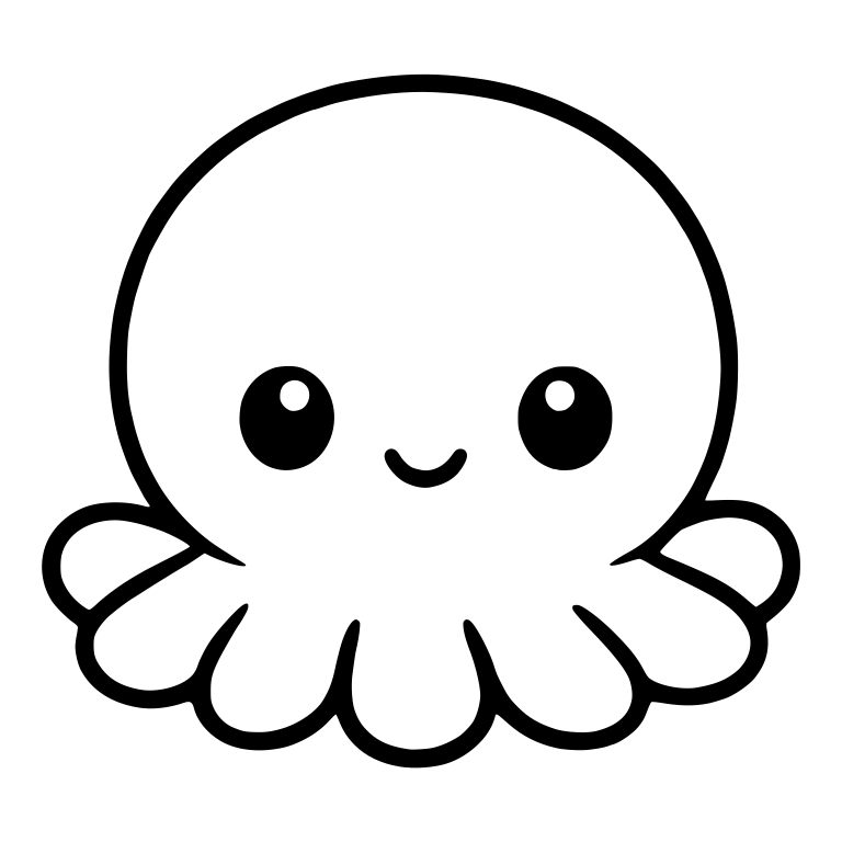 Round-Headed Kawaii Octopus With Scalloped Tentacles — free animal SVG cut file