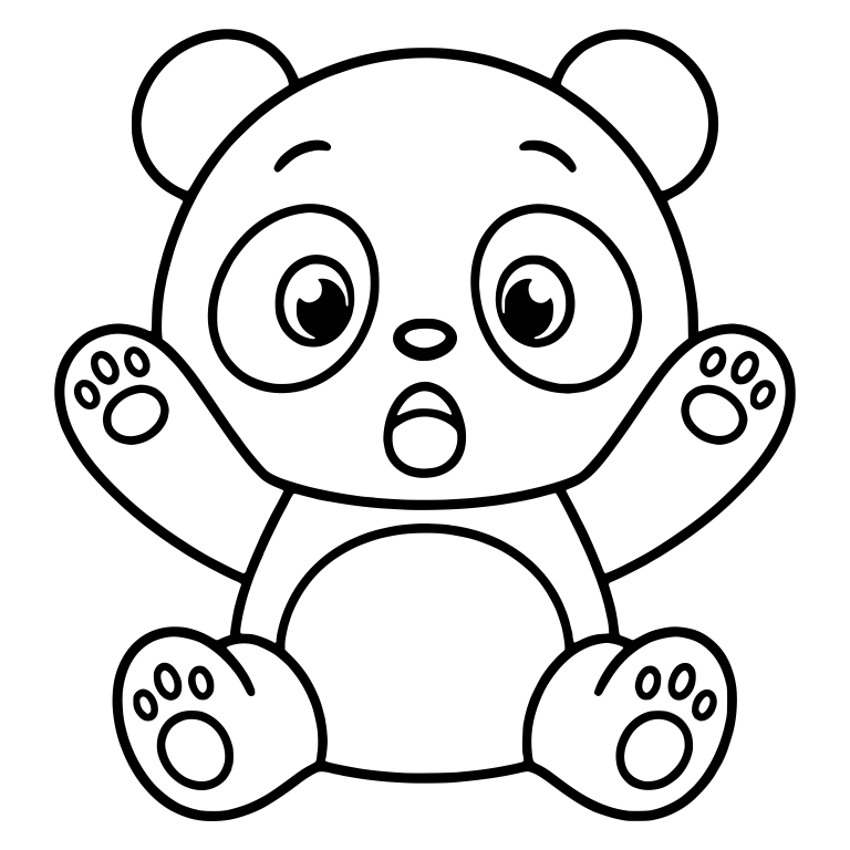 Wide-Eyed Panda Sitting With Both Arms Raised — free animal SVG cut file