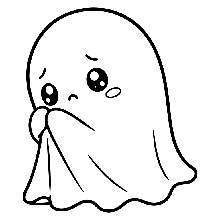 Shy Ghost Clutching Its Sheet Up to Its Face — free fantasy-creature SVG cut file