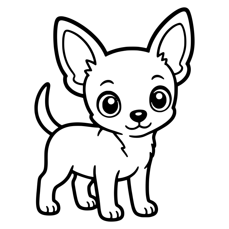 Alert Chihuahua Puppy Standing Facing Front With Tail Up — free animal SVG cut file