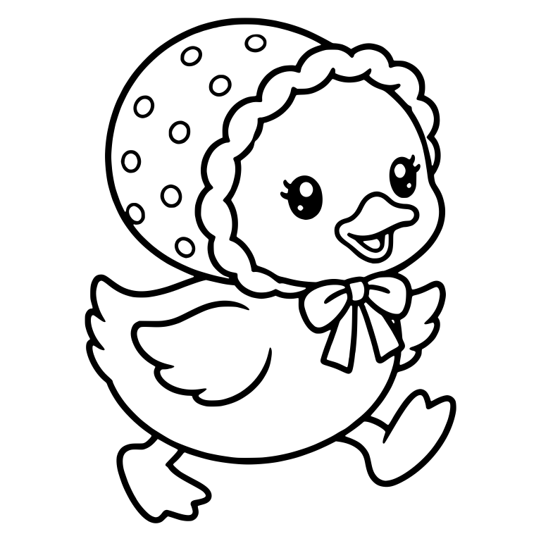 Walking Duckling in a Polka Dot Bonnet and Bow — free animal SVG cut file