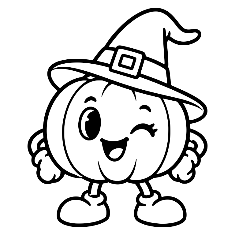 Winking Pumpkin Character in Witch Hat — free holiday SVG cut file