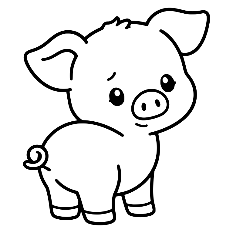Shy Piglet Looking Back Over Shoulder — free animal SVG cut file