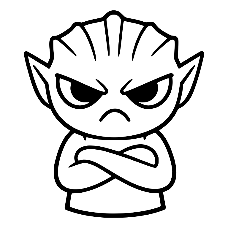 Grumpy Crested Alien With Pointy Ears And Folded Arms — free fantasy-creature SVG cut file