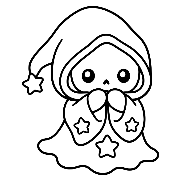 Grim Reaper in Star Nightcap Hood With Clasped Hands — free characters SVG cut file